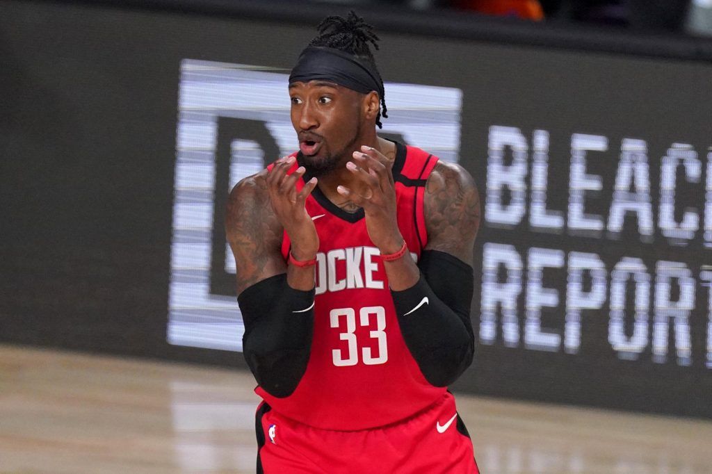 Robert Covington on court for the Houston Rockets