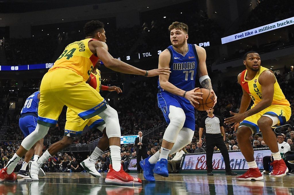 Giannis guards Doncic