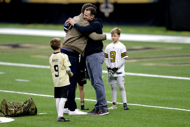 Drew Brees and Tom Brady post game