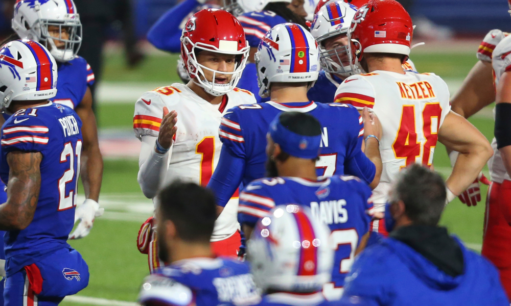 Patrick Mahomes and Josh Allen post game